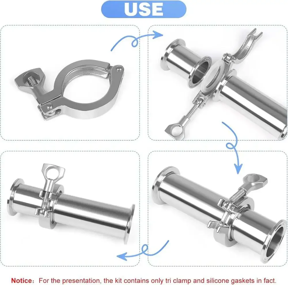 Tri Clamp 5 Pcs Stainless Steel 304 Single Pin Heavy Duty with Wing Nut 1.5 Inch